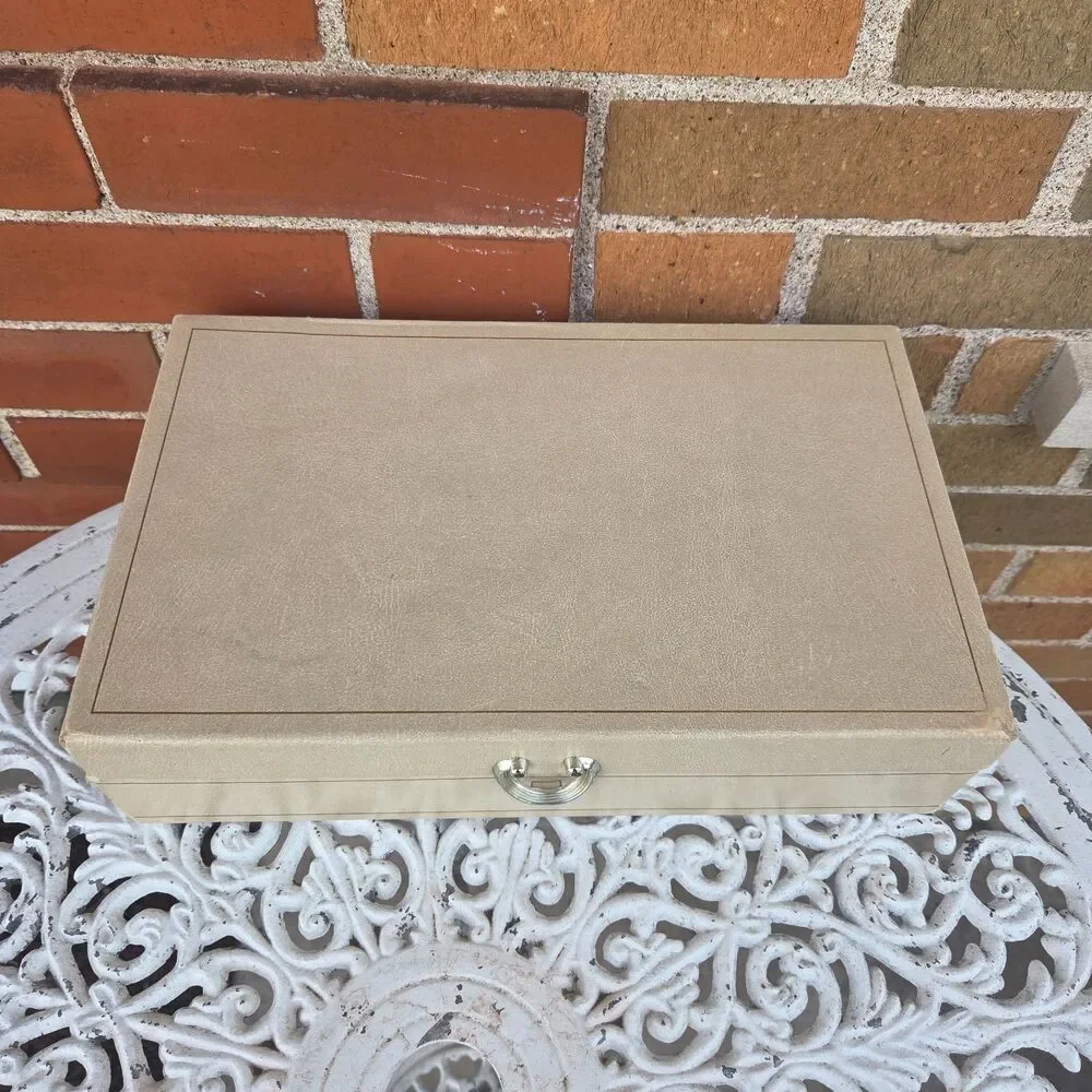 Vintage Jewelry Chest Box 2 Tier Red Satin Lined Organizer 14